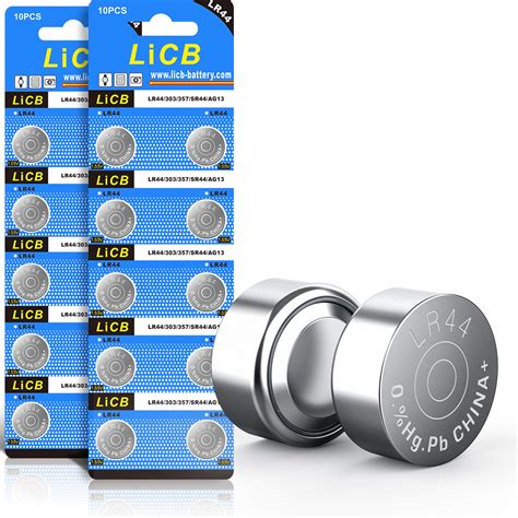 Licb 20 Pack Lr44 Ag13 357 303 Sr44 Battery 15v Button Coin Cell