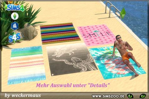 Beach Towel By Weckermaus At Blackys Sims Zoo • Sims 4 Updates Sims