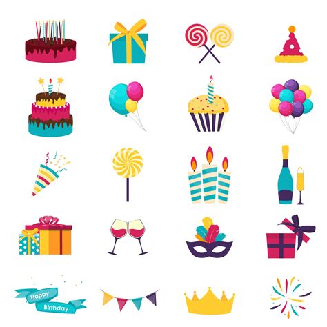 Happy Birthday Icons Set Icons Design For Your Product Web And Mobile