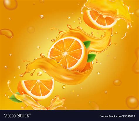 Juicy Orange Background With Slices Oranges Vector Image