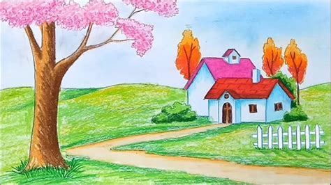 How to draw scenery of village market | toma's drawing. طراحی جذاب و دوست داشتنی مزرعه زیبا در دل طبیعت