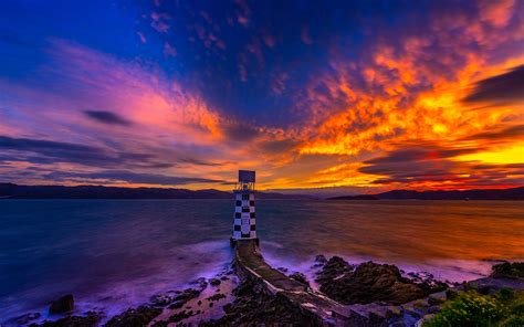 Lighthouse Sunset Hd Wallpaper Background Image