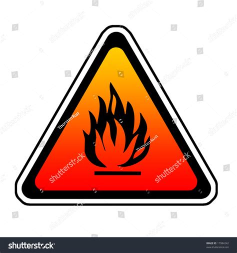Triangle Fire Warning Sign Symbol White Background 스톡 사진 17984242