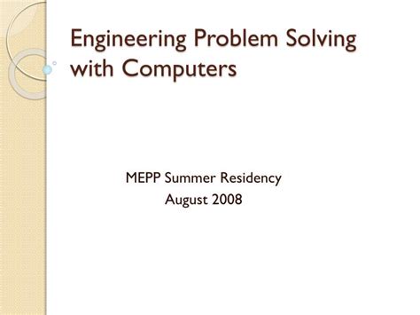 Ppt Engineering Problem Solving With Computers Powerpoint