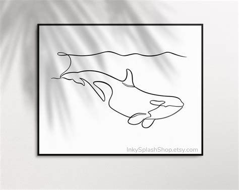 Orca Wall Art Printable Killer Whale Minimal Print Ocean Animal One