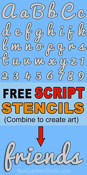 Free Bold Script Letter Stencils Thick Number And Alphabet