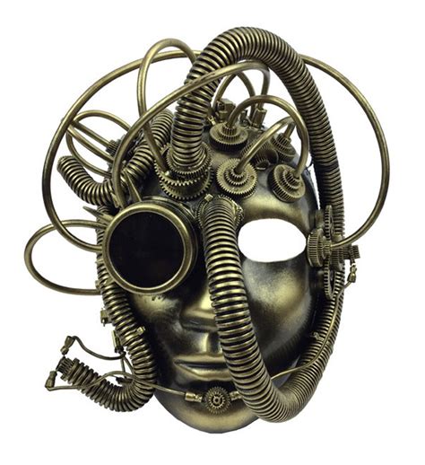 Kbw Adult Unisex Steampunk Gold Full Face Mask With Monocle Vintage