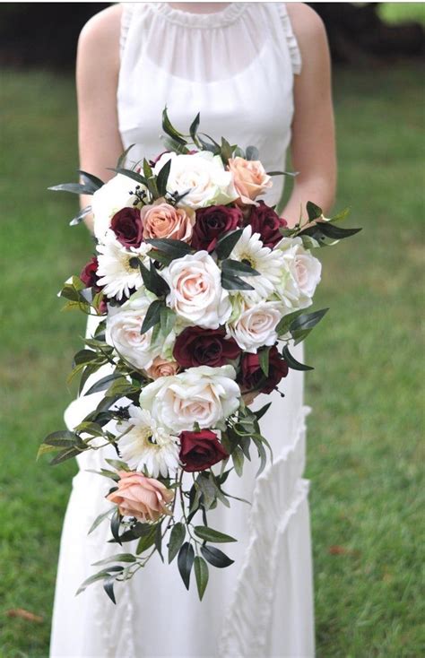 Cascade Bouquet Bridal Bouquet Silk Wedding Flowers Wedding Etsy In