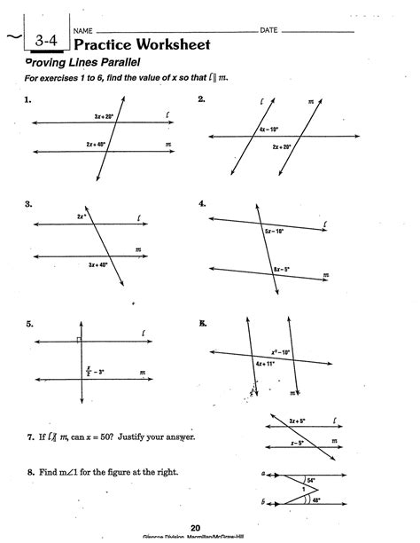 Parallel And Perpendicular Line Worksheet