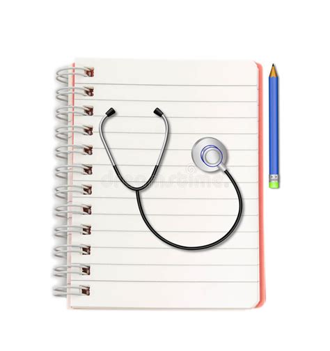 Stethoscope With Pencil On Notebook On White Background Stock Photo Image Of Isolated Design