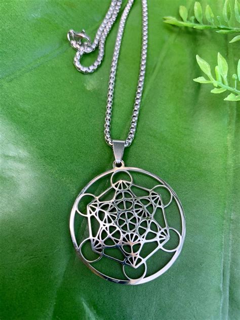 Metatrons Cube Silver Necklace Sacred Geometry Necklace Geometric