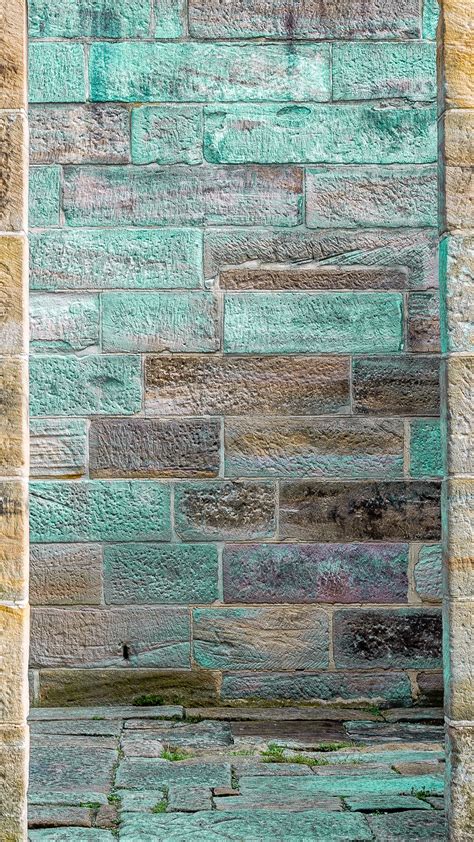 Download Wallpaper 1350x2400 Wall Bricks Surface Blue Texture