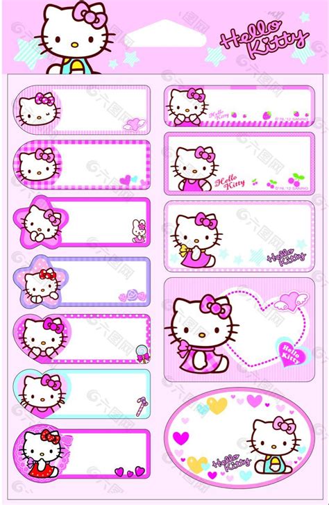 Hello Kitty Labels Pegatinas Bonitas Etiquetas De Material Escolar