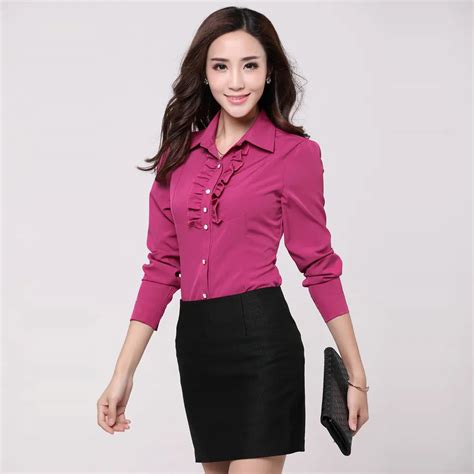 new plus size professional office women s long sleeve blouse girls formal turn down collar work