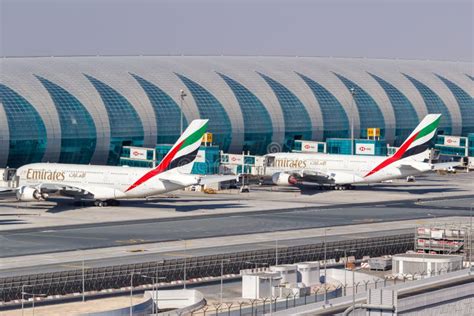 Emirates Airbus A380 Airplanes Dubai Airport In The United Arab