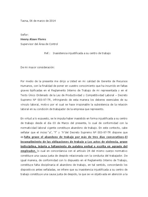 Carta Preaviso Derecho Laboral Virtud