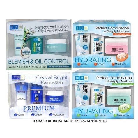 Hada labo gokujyun super hyaluronic acid hydrating lotion (5.7fl/170ml) & milk (4.7fl/140ml) set. Hada Labo 123 Trial Set (Hydrating Light / Hydrating Moist ...