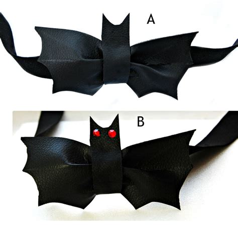 Faux Leather Small Bat Bow Tie For Kids Halloween Bowtie Etsy