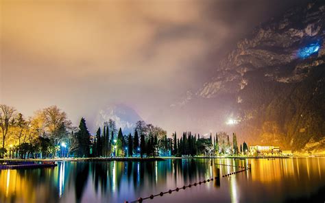 Wallpaper 1920x1200 Px City Italy Lake Landscape Lights Mist