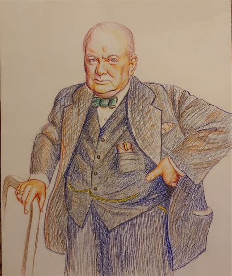 Winston Churchill With Coloured Pencils Rlearnart