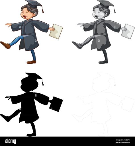 Set Of Man Wearing Graduation Gown Stock Vector Image And Art Alamy