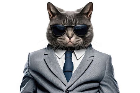 Cool Cat In A Suit Perfect For Business Cards And Posters Stock