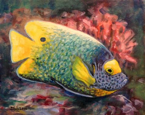 Daily Painting Projects Blue Face Angelfish Oil Painting