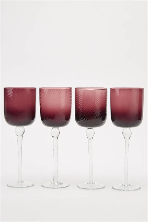 Set Of 4 Large Purple Wine Glasses Just 6