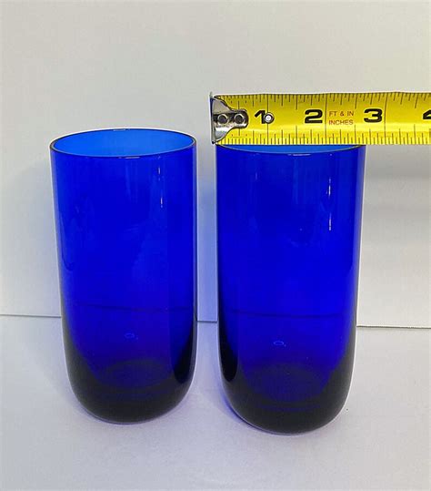 Cobalt Blue Tumbler Drinking Glasses Midcentury Modern Etsy