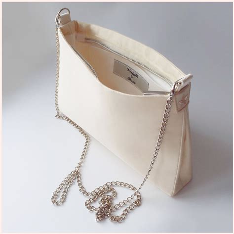 Bridal Clutch Cream Wedding Purse Small Silk Bag With Chain Etsy