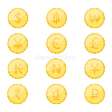 Currency Symbol Coin Icon Set Stock Vector Illustration Of Finance