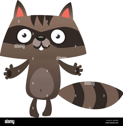 Funny Cartoon Raccoon Vector Illustration Of Small Raccoon Character