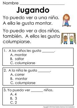 Spanish Spanish Reading Comprehension Reading Comprehension Passages