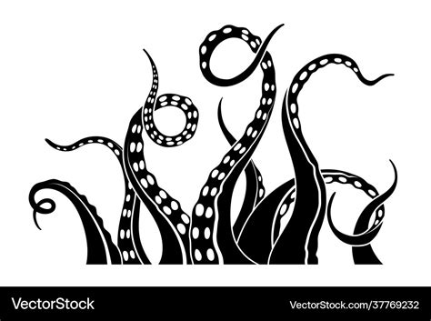 Black Silhouette Octopus Tentacles Royalty Free Vector Image