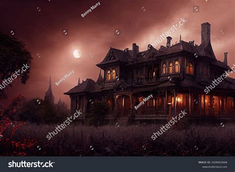 Huge Victorian House Terror Fullmoon Dark Stock Illustration 2208922669 Shutterstock
