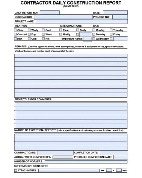 Construction Report Template Welding Rodeo Designer Daily Construction