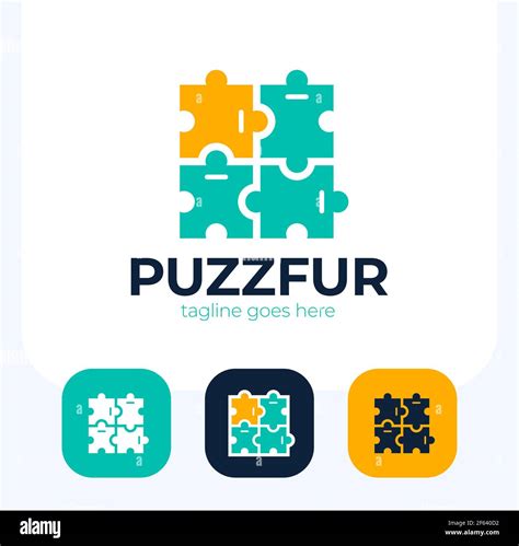 Puzzle Pieces Furniture Logo Design Vector Puzzle Logo Stylized