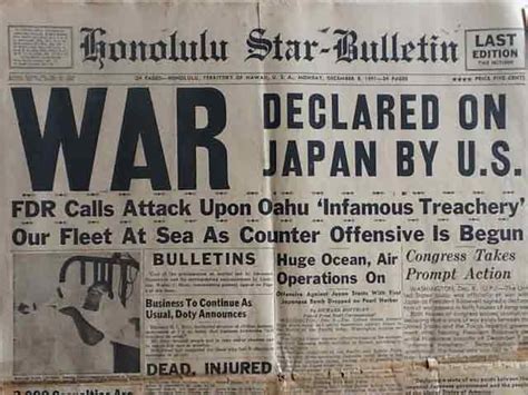 World War Two Daily December 8 1941 Us Enters World War Ii