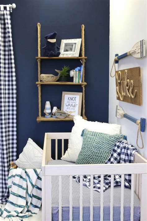 Lukes Navy Nautical Rope Shelf Beach Style Nursery Austin By