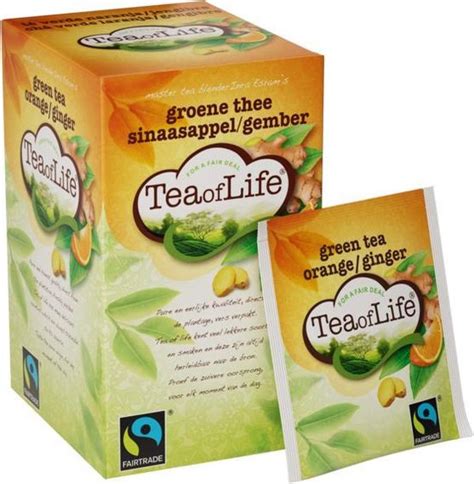 Tea Of Life Fairtrade Groene Thee Sinaasappel Gember 80 Zakjes