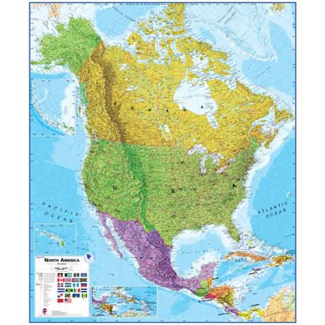 Nordamerika Politisk Vægkort Nordisk Korthandel Nordisk Korthandel