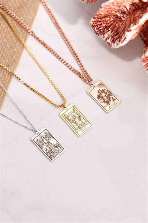 tarot necklace dainty tag pendant necklace in box chain style