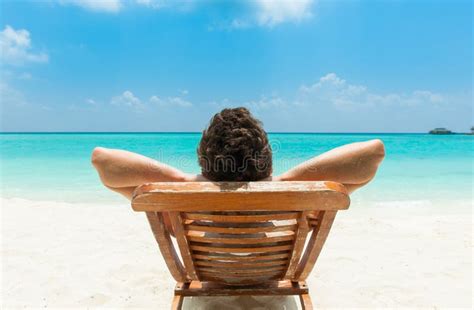 Man Relaxing On Beach Stock Image Image Of Male Relaxation 45240799