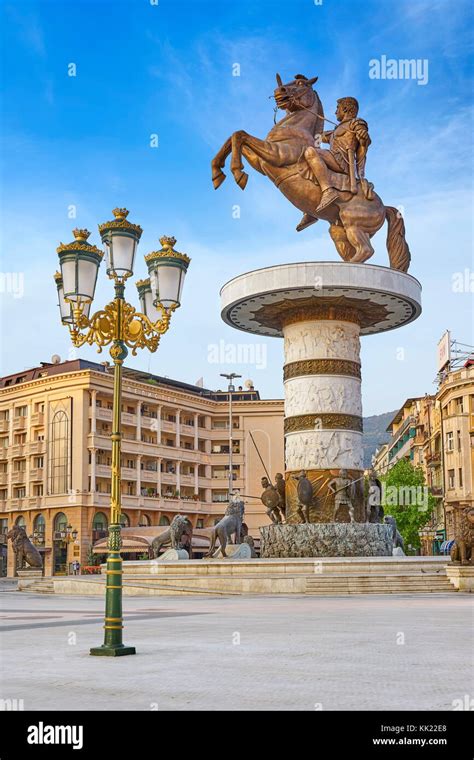 The Statue Of Alexander The Great Macedonia Square Skopje Republic