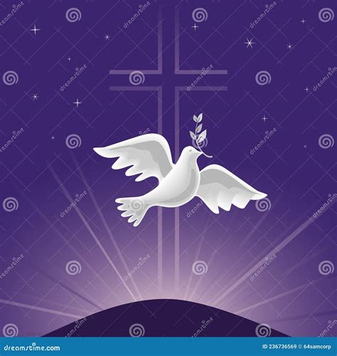 Dove Holy Spirit With Olive Branch Vector Poster Stock Vector