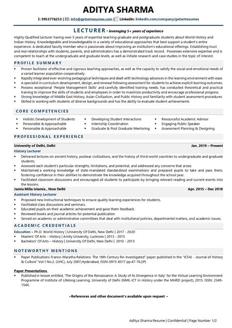 Lecturer Resume Examples Template With Job Winning Tips