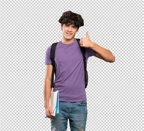 Premium Psd Young Student Man With Thumbs Up Gesture And Smiling