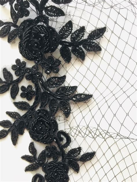 Black Birdcage Veil With Lace Funeral Headpiece Gothic Etsy