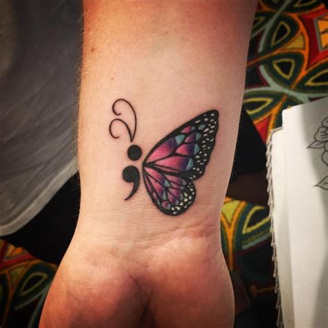 Because they turn from a caterpillar into a beautiful winged insect, butterflies often represent transformation when it comes to tattoos. 60+ Encouraging Semicolon Tattoo Ideas - Using Body Art to ...
