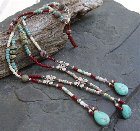 Apache Tears Turquoise Teardrops Glass And Silver Beaded Etsy